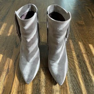 Isola womens grey suede fringe booties